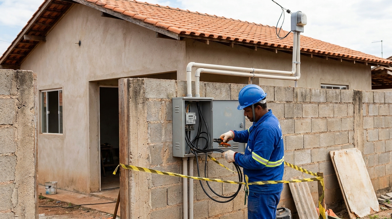 Eletricista instalando padrao de energia em Caxias do Sul‑RS